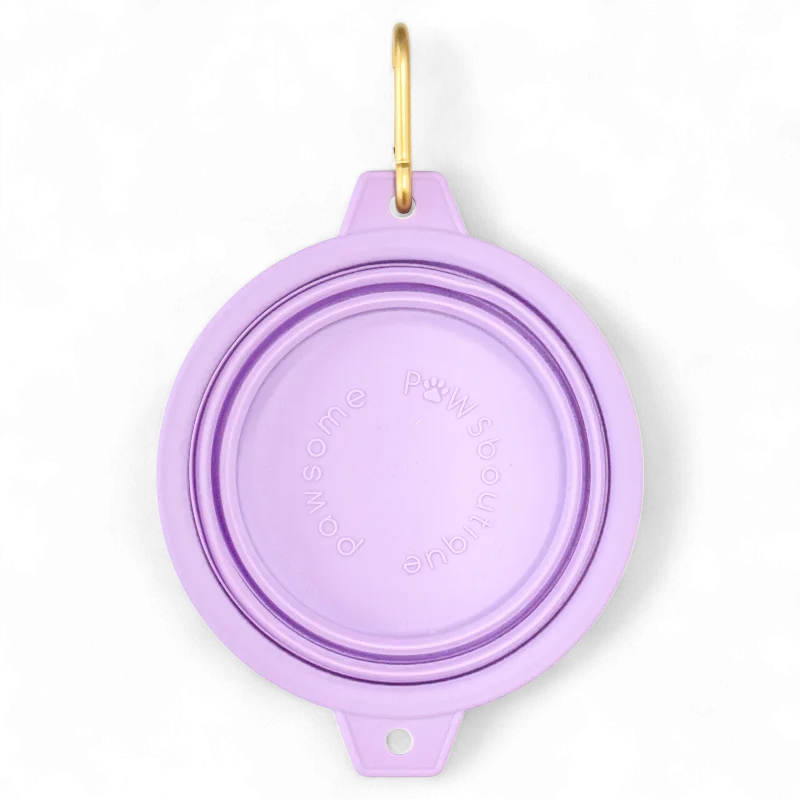 Collapsible Dog Bowl - Lilac (Gold Clip)