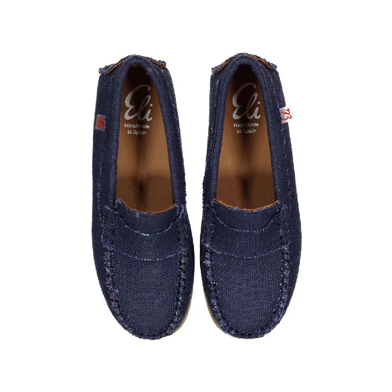 Papanatas Deep Navy Linen Loafers