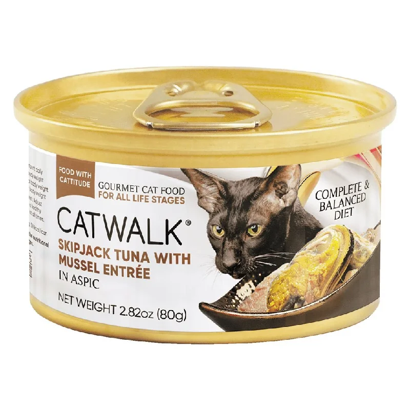    - Cat food for coat health  24 罐優惠套裝 - Catwalk 鰹吞拿魚+ 青口貓主食罐 80g (CW-LBC) (不設混款)