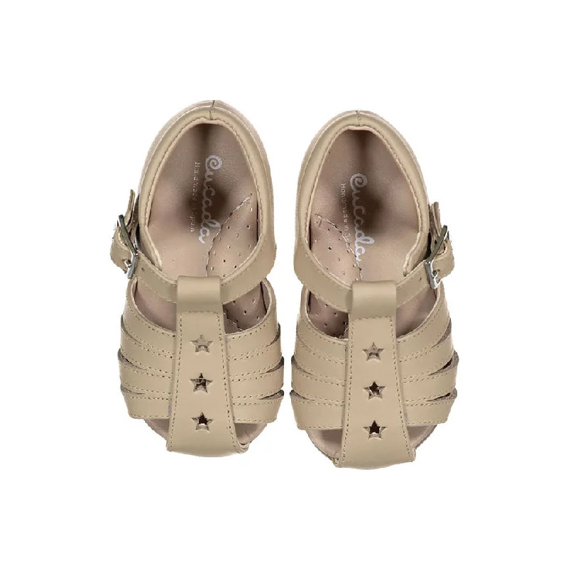 Papanatas Beige Caged Star Detailed Baby Sandals