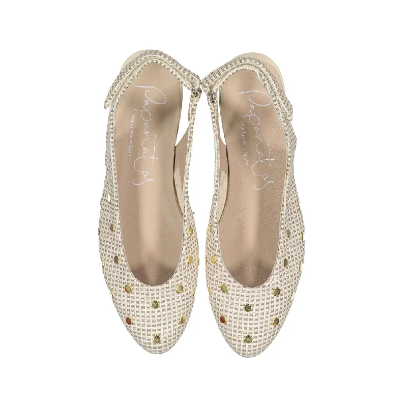 Papanatas Gold Croc Open Back Flats