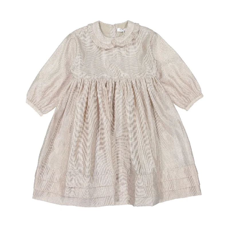 Coco Blanc Champagne 3/4 Sleeve Ruffle Dress