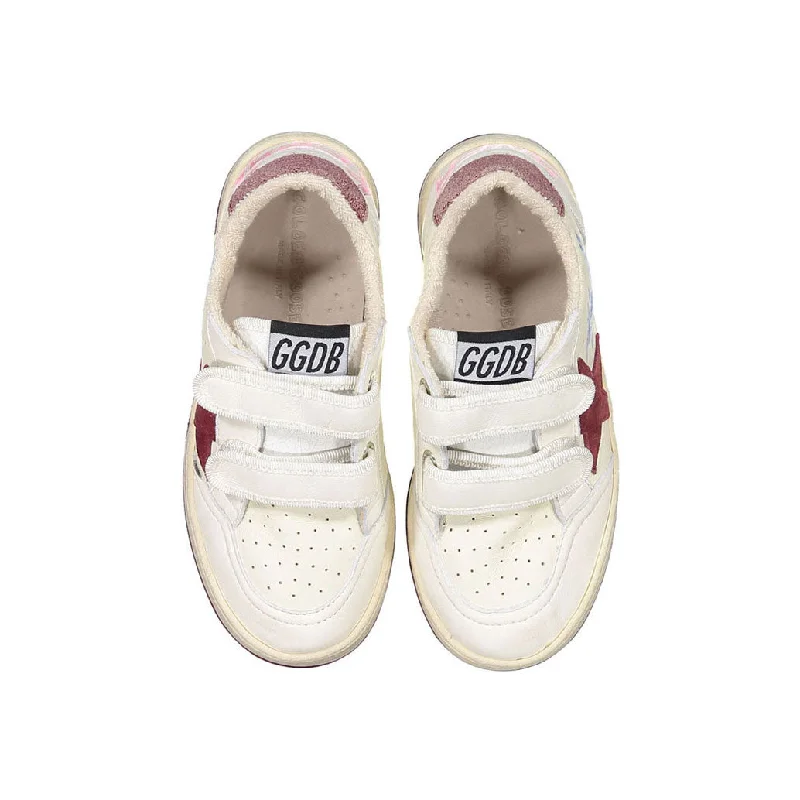 Golden Goose Beige/Pomegranade/White/Red Ballstar Strap Sneakers