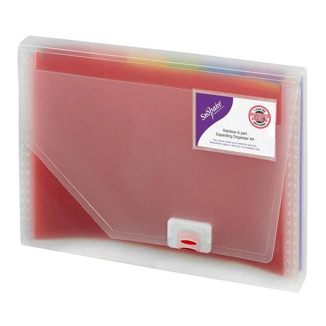 Snopake A4 Rainbow Portable Organiser 6 Part with Dividers + Tabs