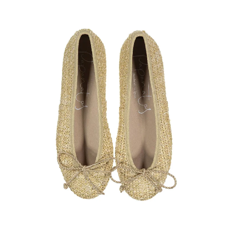 Papanatas Beige Woven Ballet Flat