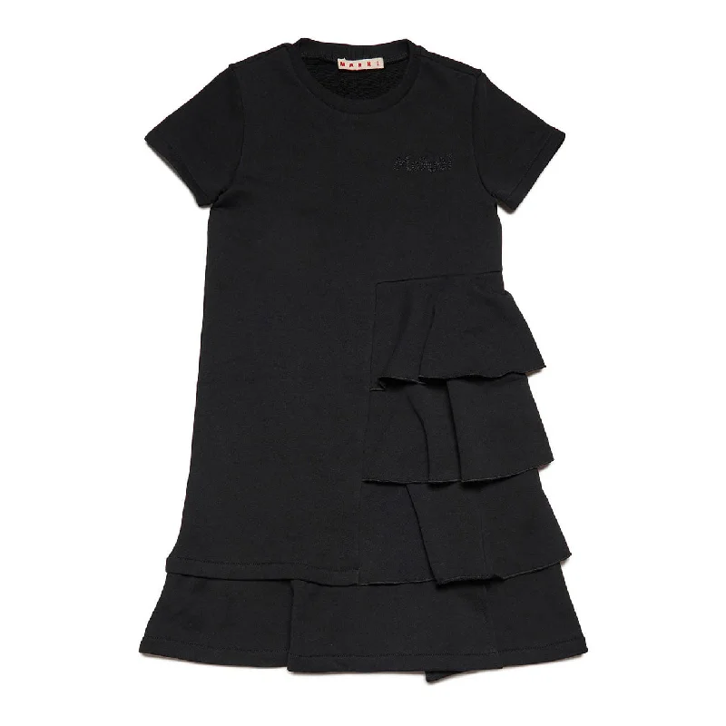 Marni Black Ruffle Sided Dress