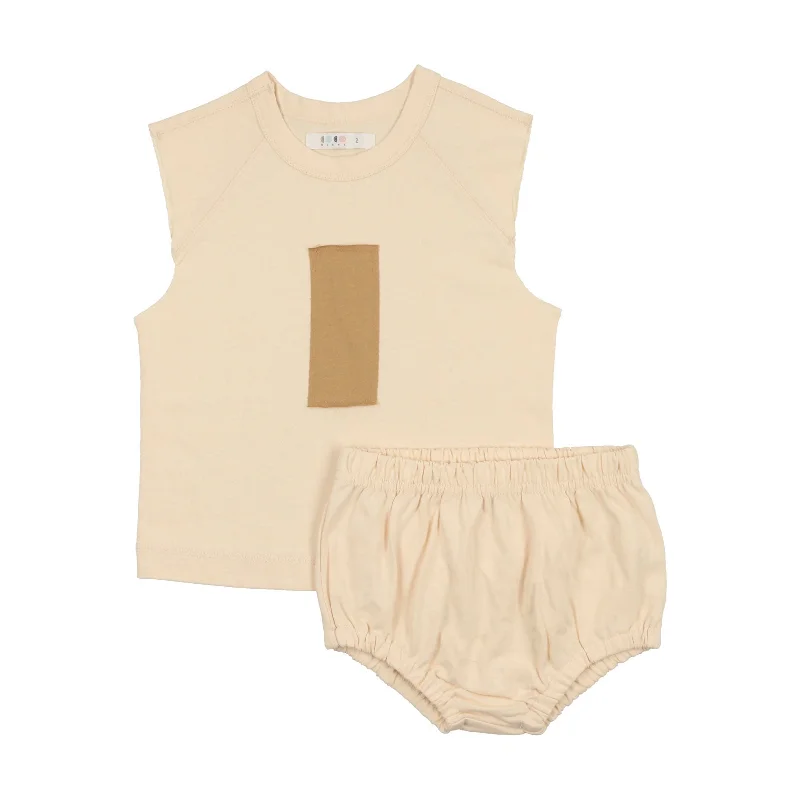 Coco Blanc Cream/Taupe Cotton Line Set