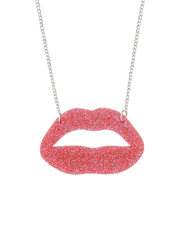 preventing the nails from growing too long and causing discomfort or damage to the pet.Lipstick Kiss Necklace - Glitter Pink