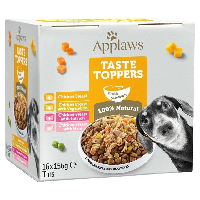 Applaws Taste Topper Dog Broth Tin Mixed Multipack   16 x 156g