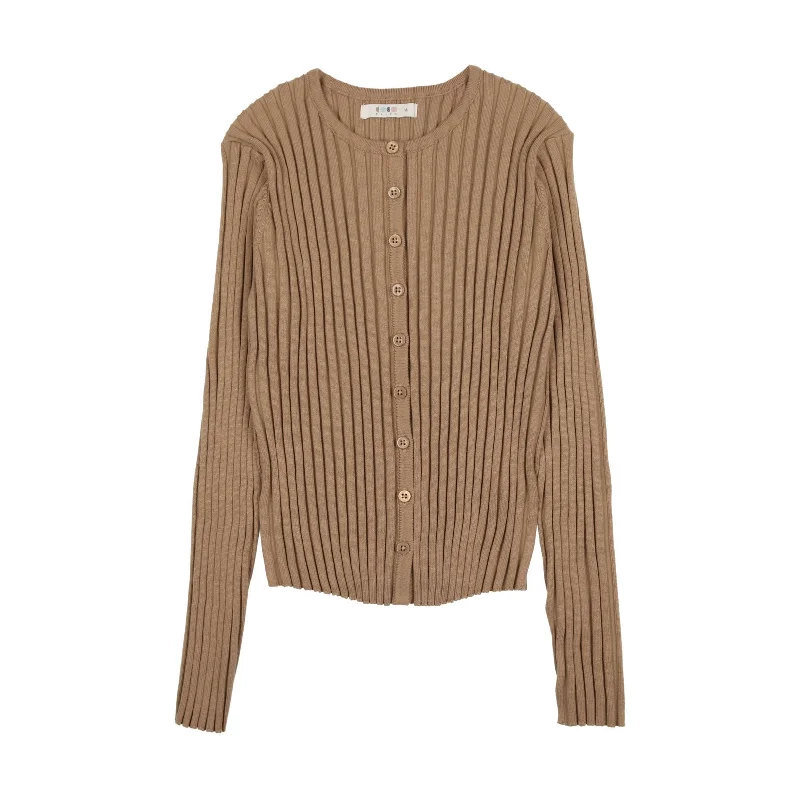 Coco Blanc Oat Ribbed Cardigan