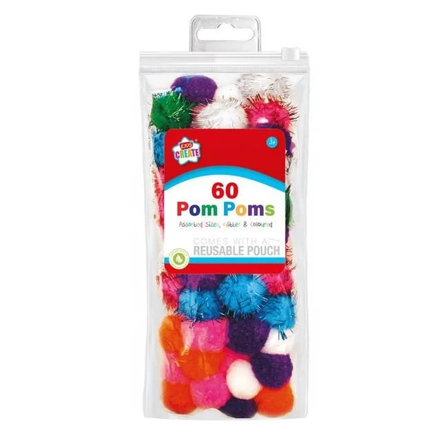 Pet care60 pack Glitter Pompoms and Clrd