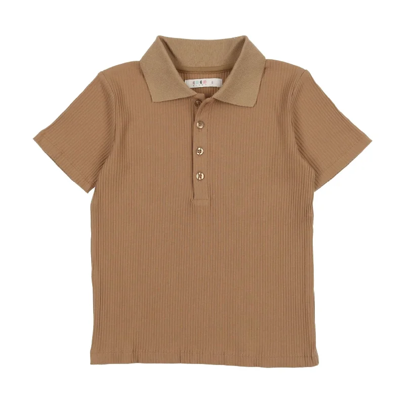 Coco Blanc Camel Ribbed Polo