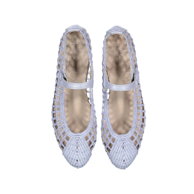 Papanatas Light Blue Woven Mary Janes