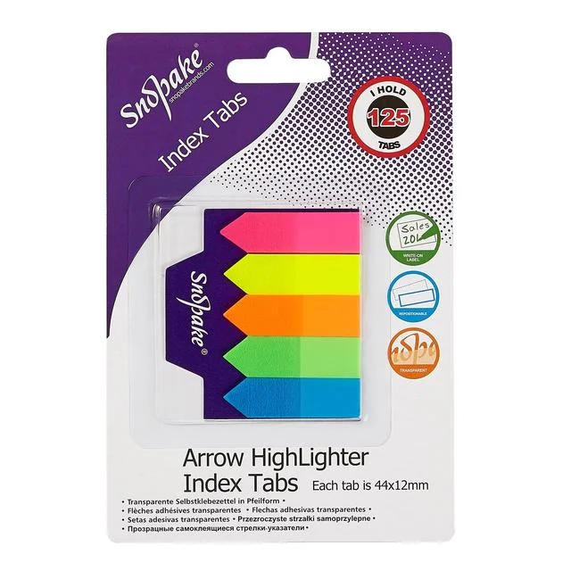 Snopake Index Tab Arrow Highlighters x125 tabs