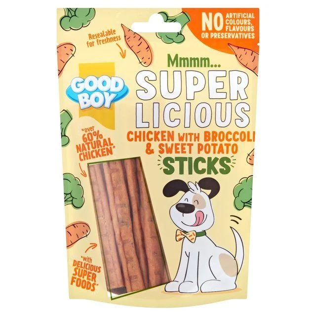 - Dog food online shopping recommendationGood Boy Superlicious Chicken Broccoli & Sweet Potato Stick Dog Treats   100g