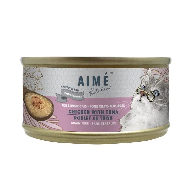    - Cat food for spayed/neutered cats  24 罐優惠套裝 - Aime Kitchen - Chicken with Tuna For Senior Cats 雞肉煮吞拿魚老貓專用貓罐頭 75g (TCT75-S)