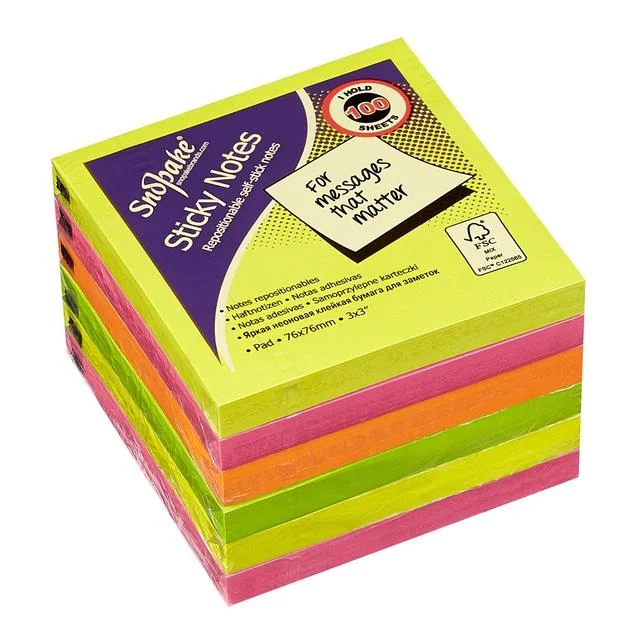 Snopake Neon Sticky Notes 3\x3\ 600 Sheets