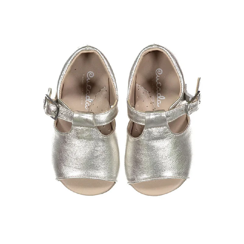 Papanatas Silver Metalic Open Toe Baby Sandals