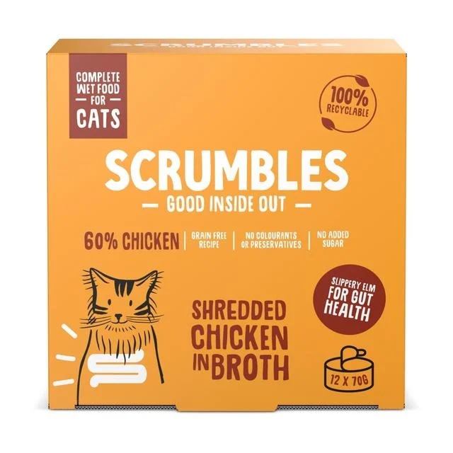 Scrumble Wet Cat Shredded Chicken in Broth   12 x 70g