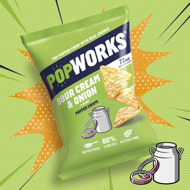 PopWorks Sour Cream & Onion Popped Crisps Sharing Bag   85g