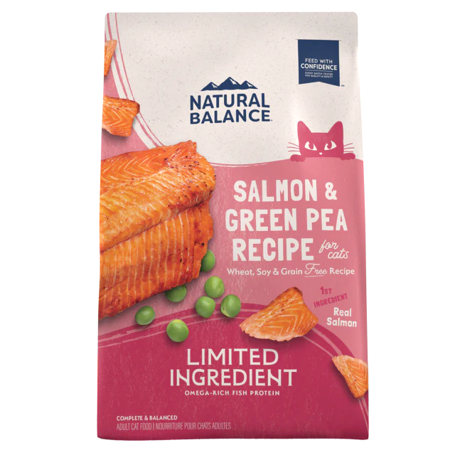    - Fish-based cat food  Natural Balance Limited Ingredient Grain Free Salmon & Green Pea Recipe Cat Food