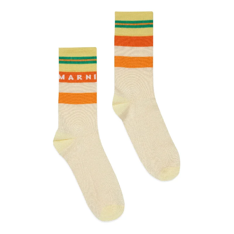 Marni Off White Striped Socks