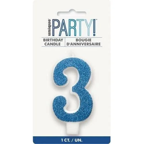 Pet careNumeral Candle 3 Glitter Blue