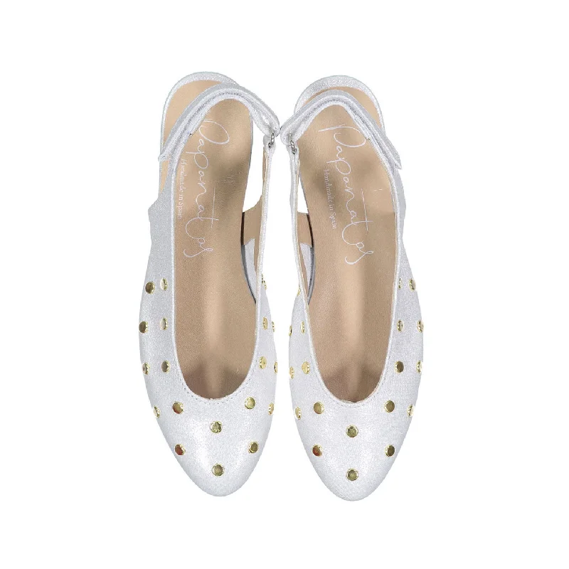 Papanatas Silver Open Back Flats