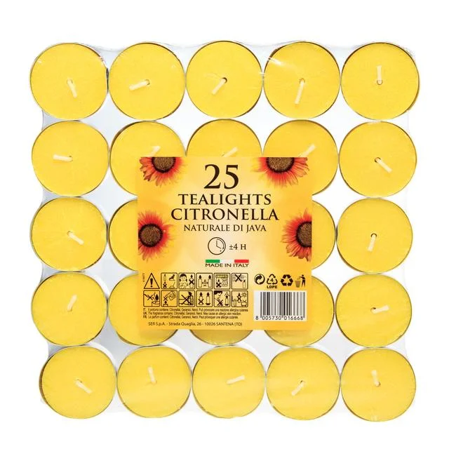 Price's Candles 4 Hour Citronella Tealights   25 per pack