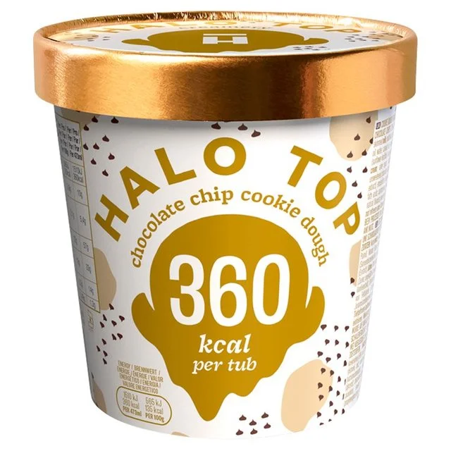 Halo Top Chocolate Chip Cookie Dough Low Calorie Ice Cream   473ml