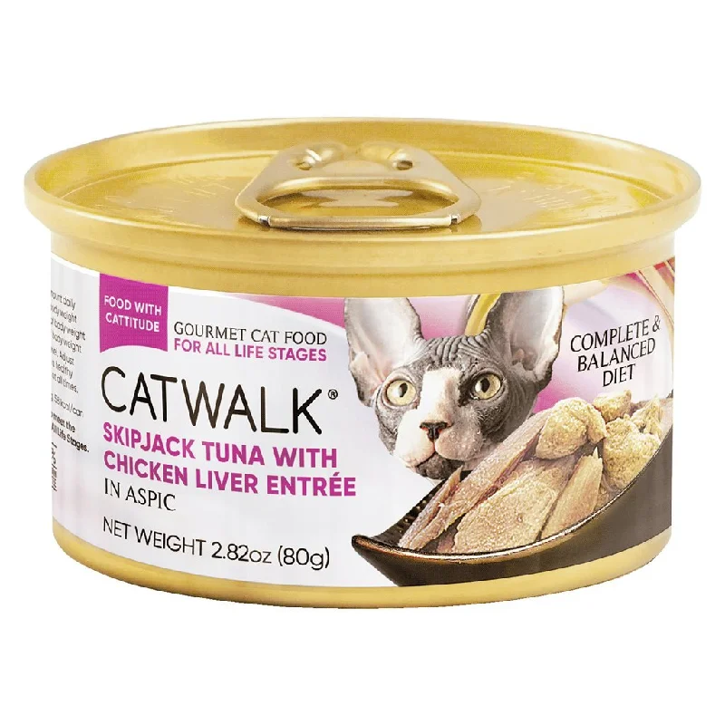    - Cat food for dental health  24 罐優惠套裝 - Catwalk 鰹吞拿魚+ 雞肝貓主食罐 80g (CW-TLC) (不設混款)